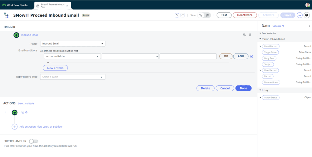 ServiceNow Inbound Email Flow Order