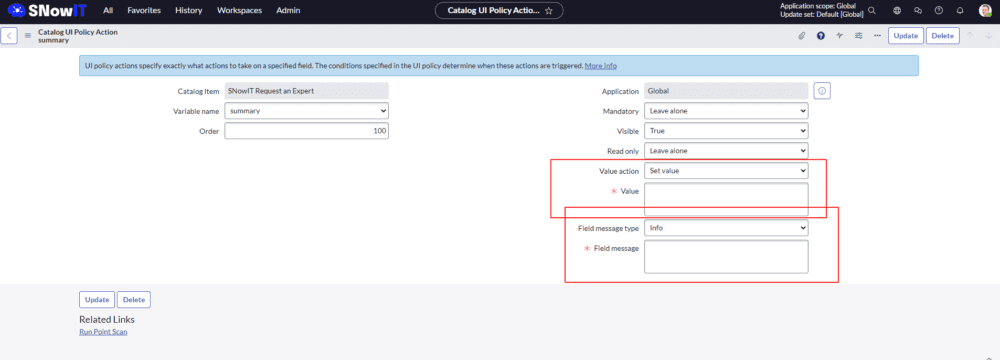 ServiceNow Washington Catalog UI Policy